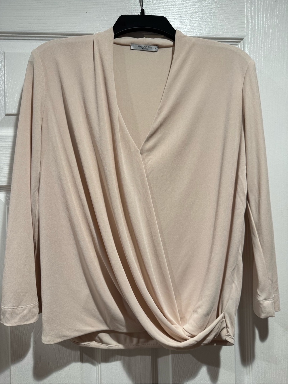 MM Lafleur Deneuve Cream Draped Crossover Blouse